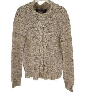 Reformation Cableknit Mock Neck Sweater Oatmeal Tan Size XS/S